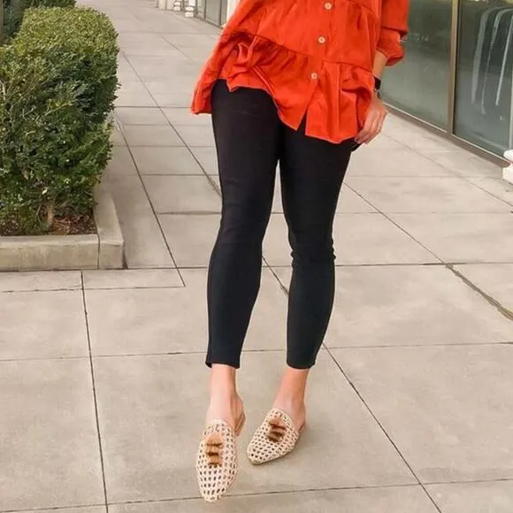 [H169] RAG &amp; CO [MELANIE] Gold Tassels Embellished Woven Flat Mules, Size 5