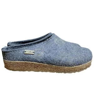 Haflinger Clog WMNS 6 Pure Wool Grey Embroidered  EU 37 Mule Cork Slip On Cozy