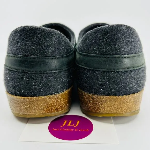 Haflinger Mens' GZH Charcoal Boiled Wool Slip On Comfort Clogs Size 43 EU/ 10 US