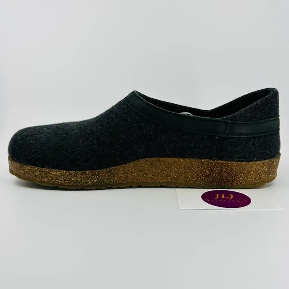 Haflinger Mens' GZH Charcoal Boiled Wool Slip On Comfort Clogs Size 43 EU/ 10 US