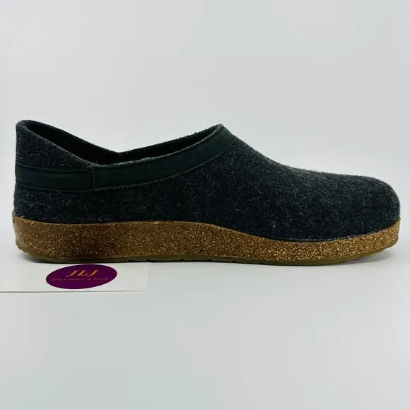 Haflinger Mens' GZH Charcoal Boiled Wool Slip On Comfort Clogs Size 43 EU/ 10 US