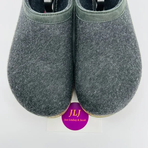 Haflinger Mens' GZH Charcoal Boiled Wool Slip On Comfort Clogs Size 43 EU/ 10 US