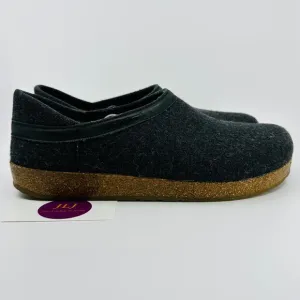 Haflinger Mens' GZH Charcoal Boiled Wool Slip On Comfort Clogs Size 43 EU/ 10 US