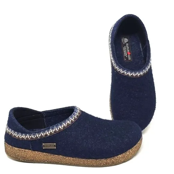 Haflinger Pure Wool Clogs Slippers Blue Men's Size EU 42 US 9.5