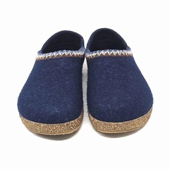 Haflinger Pure Wool Clogs Slippers Blue Men's Size EU 42 US 9.5