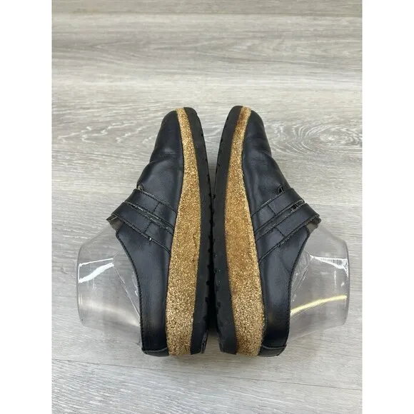 Haflinger Women's Mules Hope Black Leather Cork Bed Slip On Comfort  Size 5.5