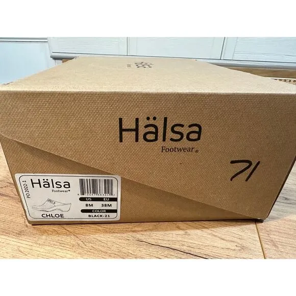 Halsa Footwear Chloe Clog Black Sz 8 NIB Woven Upper Chain Hardware Arch Support