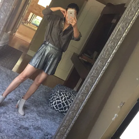 Halston heritage lamb suede leather shorts