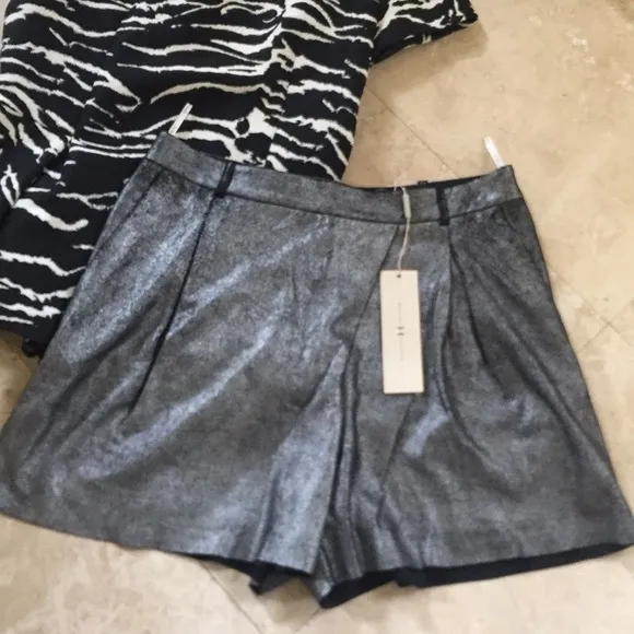 Halston heritage lamb suede leather shorts