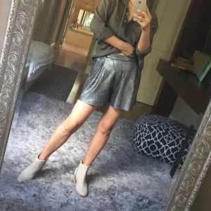 Halston heritage lamb suede leather shorts