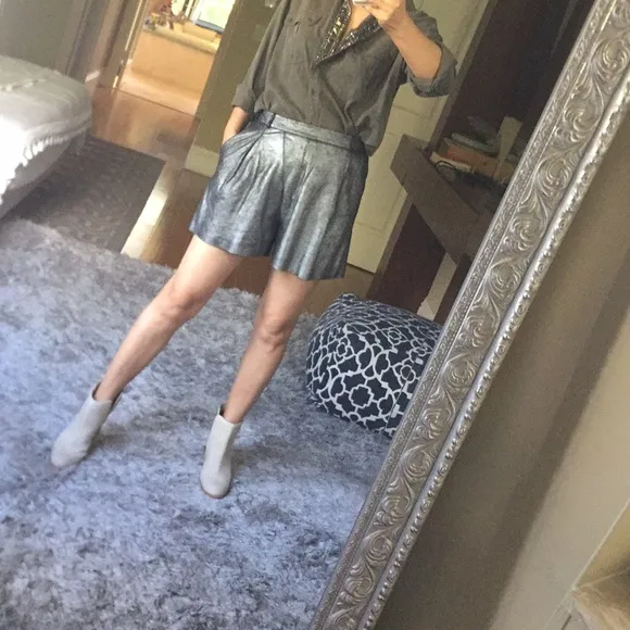 Halston heritage lamb suede leather shorts