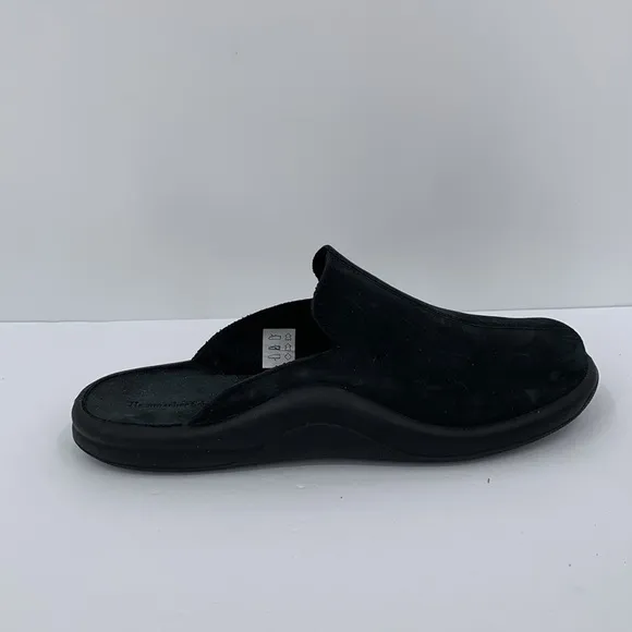 Hammacher Schlemmer Walk on Air black suede slide clog slipper comfort 46 12