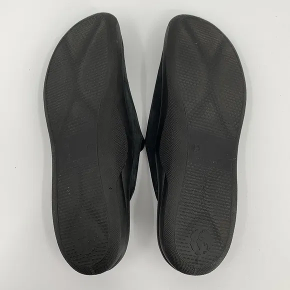 Hammacher Schlemmer Walk on Air black suede slide clog slipper comfort 46 12
