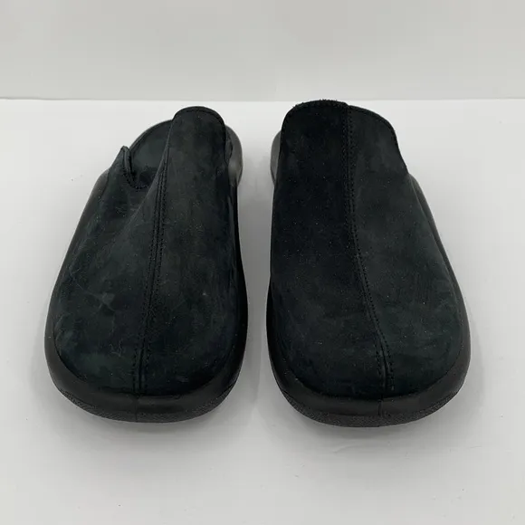 Hammacher Schlemmer Walk on Air black suede slide clog slipper comfort 46 12