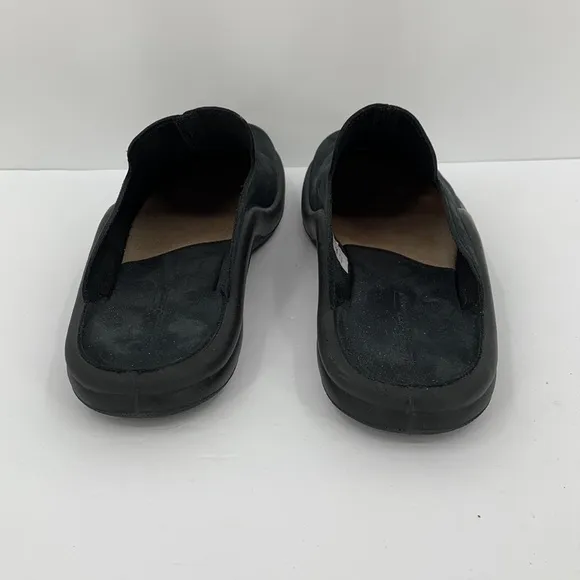 Hammacher Schlemmer Walk on Air black suede slide clog slipper comfort 46 12