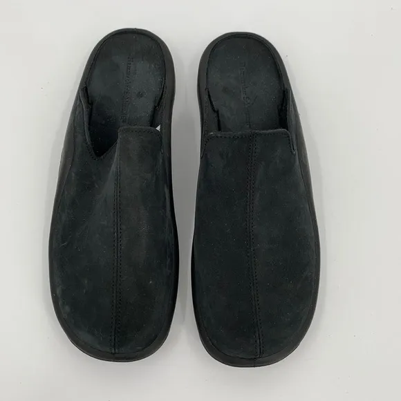 Hammacher Schlemmer Walk on Air black suede slide clog slipper comfort 46 12