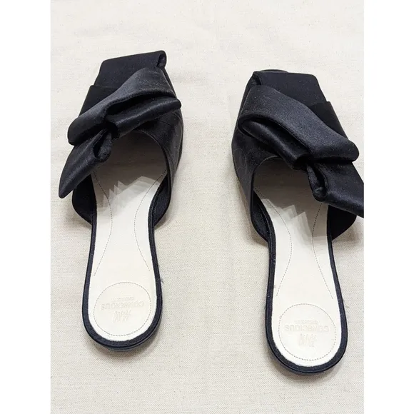 H&amp;M CONSCIOUS EXCLUSIVE PREMIUM QUALITY Black Flat Mules With Front Bow Size 6