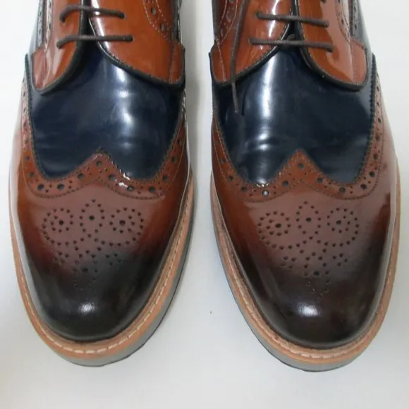Handmade Leather Spectator Wingtip oxfords loafers Men Size Sz Euro 45 US 14