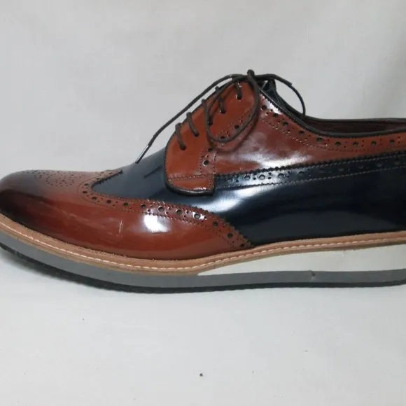 Handmade Leather Spectator Wingtip oxfords loafers Men Size Sz Euro 45 US 14