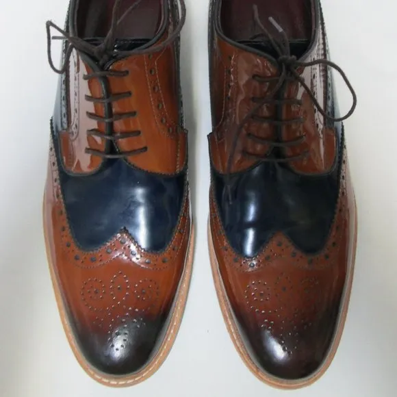 Handmade Leather Spectator Wingtip oxfords loafers Men Size Sz Euro 45 US 14