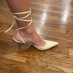 Helmut Lang beige leather kitten heels-Size 36 1/2