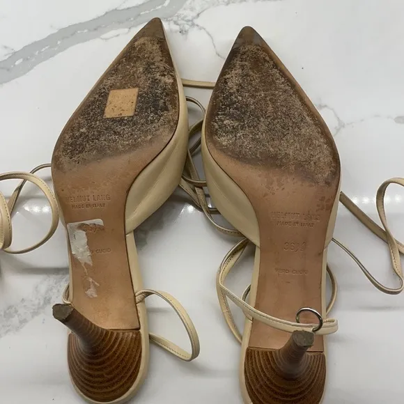 Helmut Lang beige leather kitten heels-Size 36 1/2