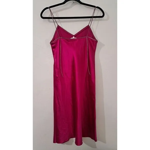 Helmut Lang Womens Small 100% Silk Rose Pink Slip Dress Flare