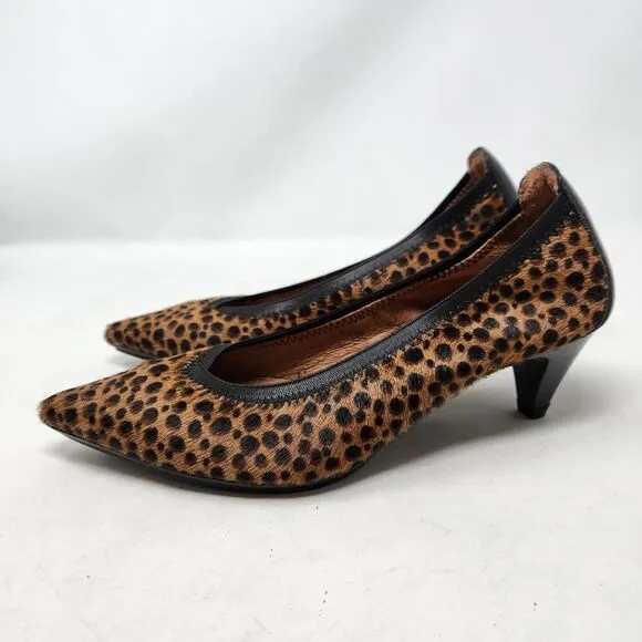 HISPANITAS Calf Hair Cheetah Print Kitten Heels Size 36