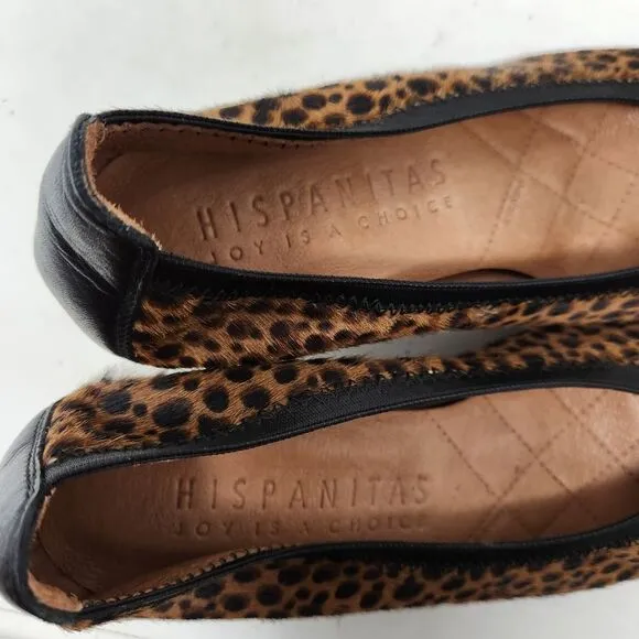 HISPANITAS Calf Hair Cheetah Print Kitten Heels Size 36
