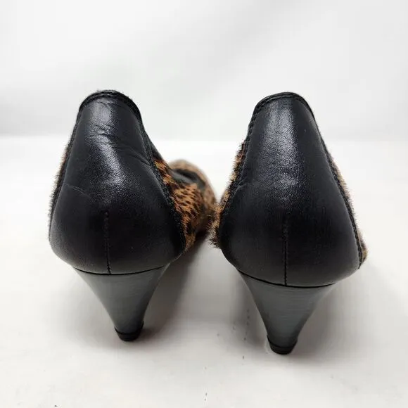 HISPANITAS Calf Hair Cheetah Print Kitten Heels Size 36