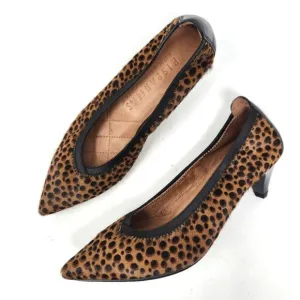 HISPANITAS Calf Hair Cheetah Print Kitten Heels Size 36