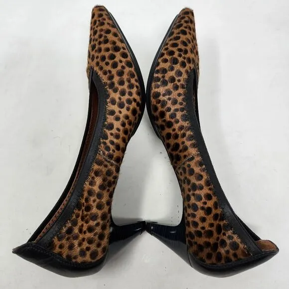 HISPANITAS Calf Hair Cheetah Print Kitten Heels Size 36