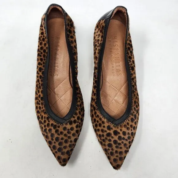 HISPANITAS Calf Hair Cheetah Print Kitten Heels Size 36