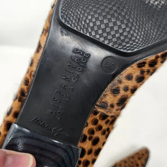 HISPANITAS Calf Hair Cheetah Print Kitten Heels Size 36