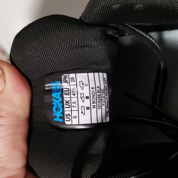 Hoka Black and White Athletic Shoes Performance Design Bondi 6