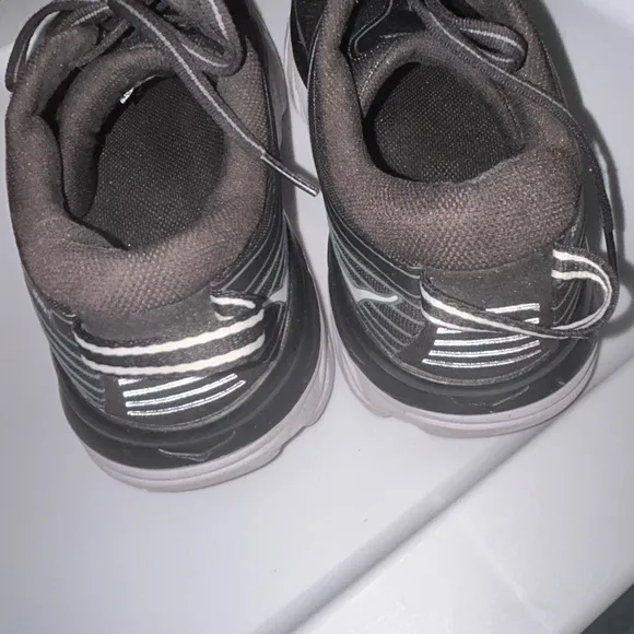 Hoka Black and White Athletic Shoes with Mesh Upper