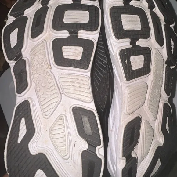 Hoka Black and White Athletic Shoes with Mesh Upper