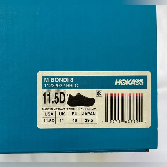 HOKA Bondi 8 Road-Running Shoes Men's 11.5 Black