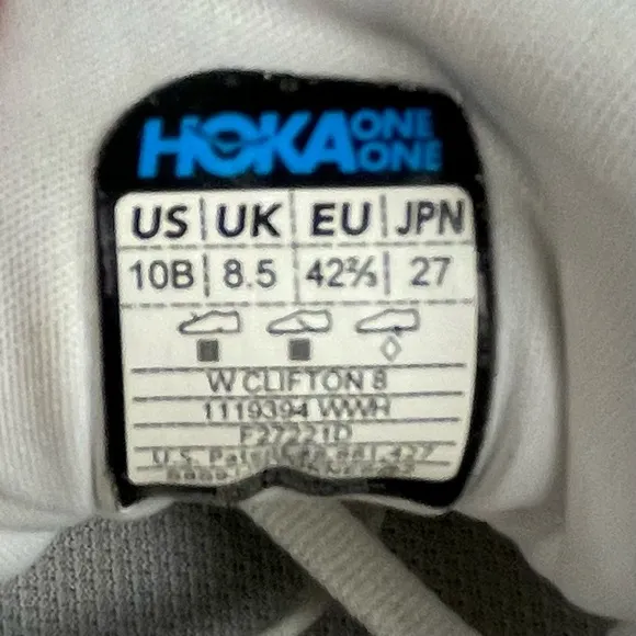 Hoka Clifton 8 Size 10B Men’s White GUC