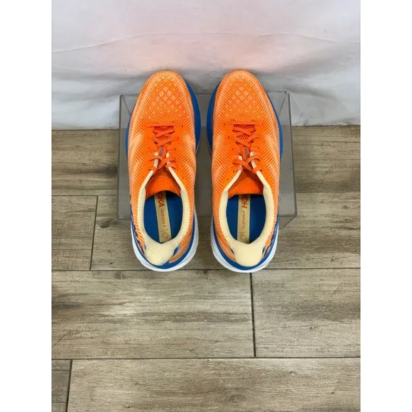 Hoka Clifton Running Shoes Cushioning Lightweight Orange Blue Mens Size