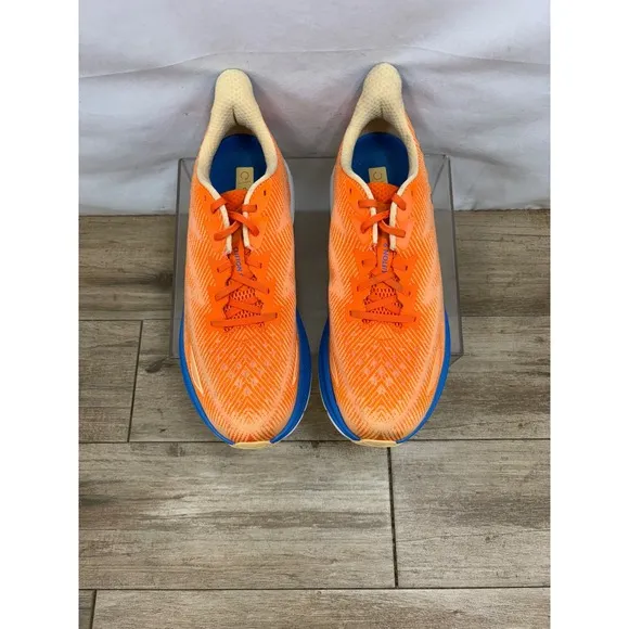 Hoka Clifton Running Shoes Cushioning Lightweight Orange Blue Mens Size