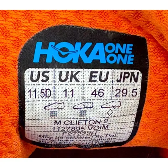 Hoka Clifton Running Shoes Cushioning Lightweight Orange Blue Mens Size