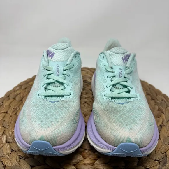 HOKA ONE Clifton 9 Running Shoes Sunlit Ocean Lilac Mist Size 6 Women's