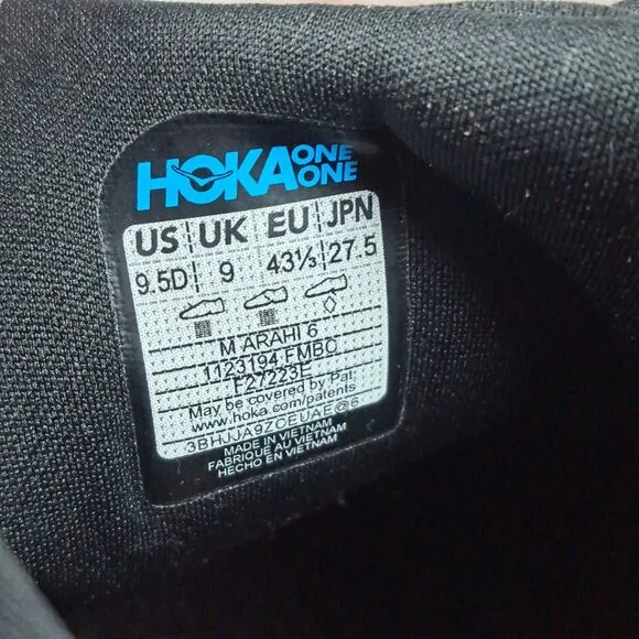 Hoka One One Arahi 6 Running Shoes Men's Sz 9.5 D Flame Black (VGC)