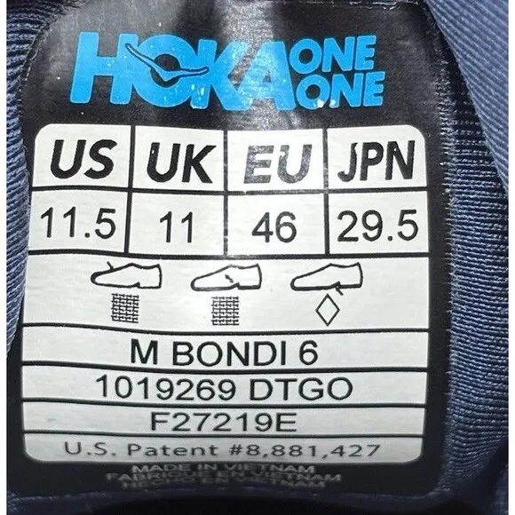 Hoka One One Bondi 6 Road Running Sneakers Trainers Shoes Deep Teal Men’s 11.5