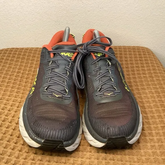 Hoka One One Bondi 7 Mens Sz 8.5 Gray Red Cushioned Road Running Shoes Sneakers