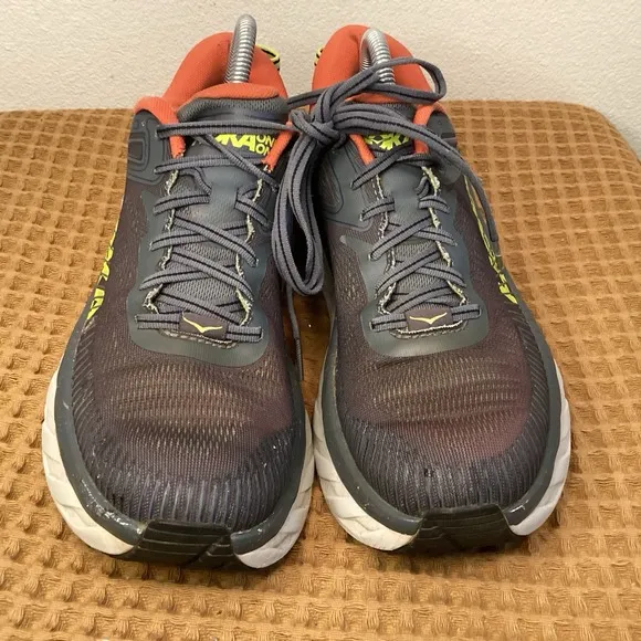 Hoka One One Bondi 7 Mens Sz 8.5 Gray Red Cushioned Road Running Shoes Sneakers