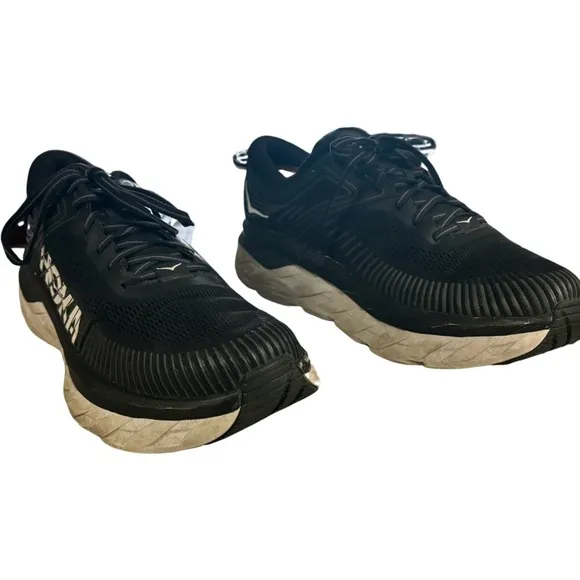 Hoka One One Bondi 7 Size 10.5 Black/White Running Shoes