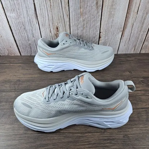 Hoka One One Bondi 8 Running Shoes Women's Sz 9 B Harbor Mist Lunar Rock (VGC)