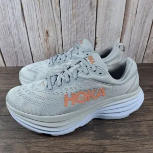 Hoka One One Bondi 8 Running Shoes Women's Sz 9 B Harbor Mist Lunar Rock (VGC)